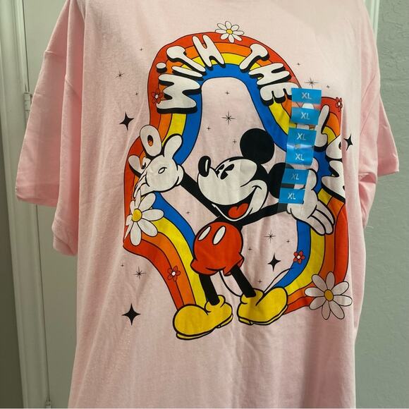 Disney New York Mickey Mouse Graphic Print Tee Pink Short Sleeve Size XL - Picture 3 of 6